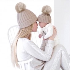 ISASSY Mujer Kid Baby Warm Knitted Beanie Fur Pom Hat Crochet Ski Beanie Cap  eb-59366472
